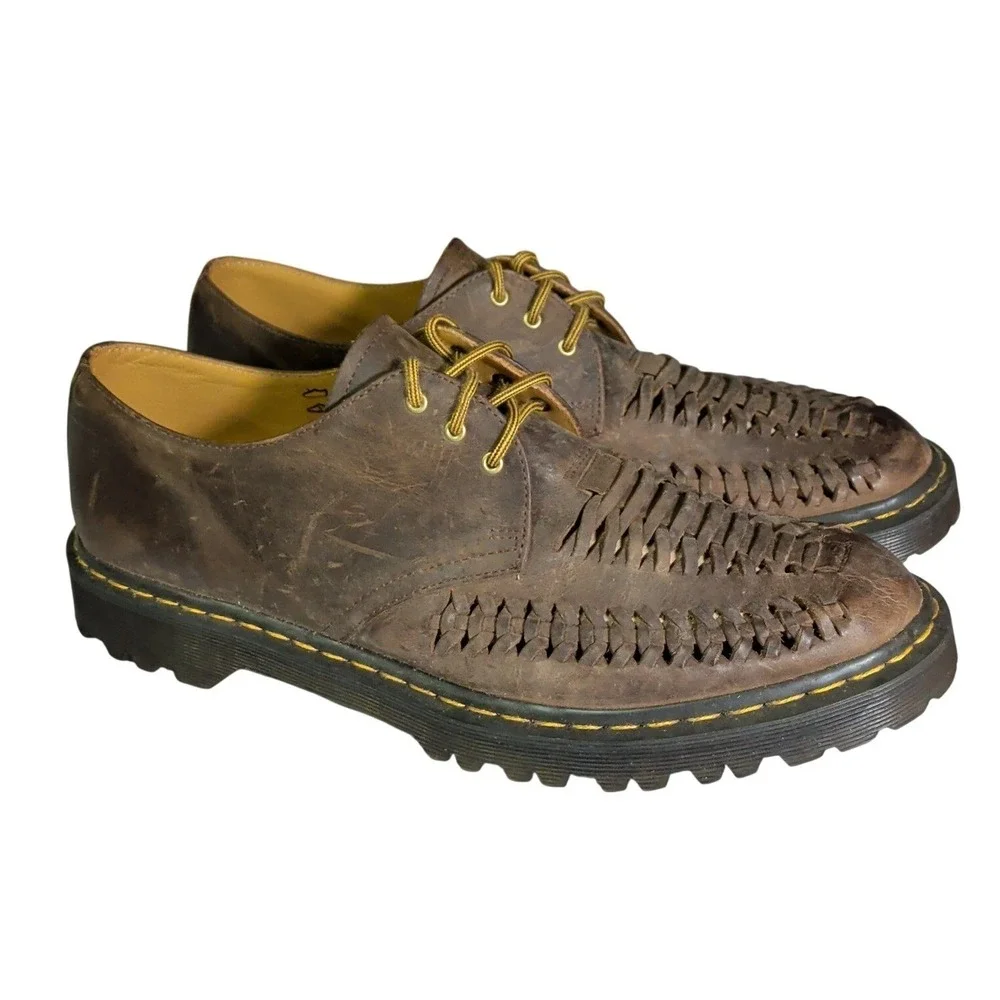 Dr. Martens Ezra Shoes Mens Size 14 Woven Oxford Brown Leather Preppy AW004